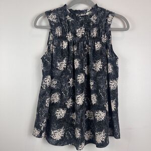 Joie Top Women XS Baltic Print Smocked Blouse Flowy Peasant Boho Artsy Casual